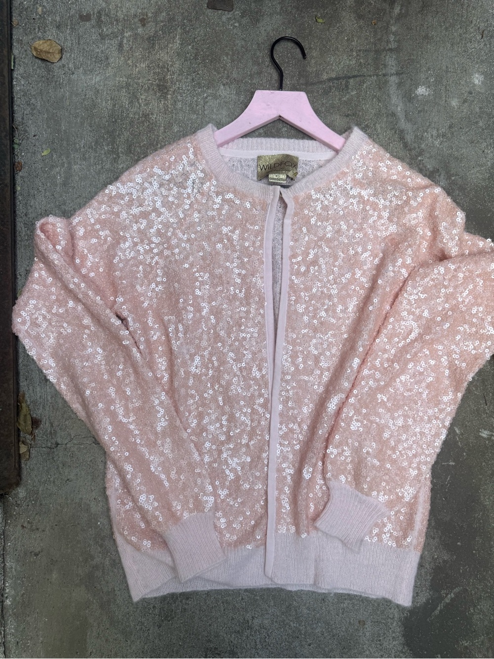 Wildfox Pink Sequin Open Cardigan